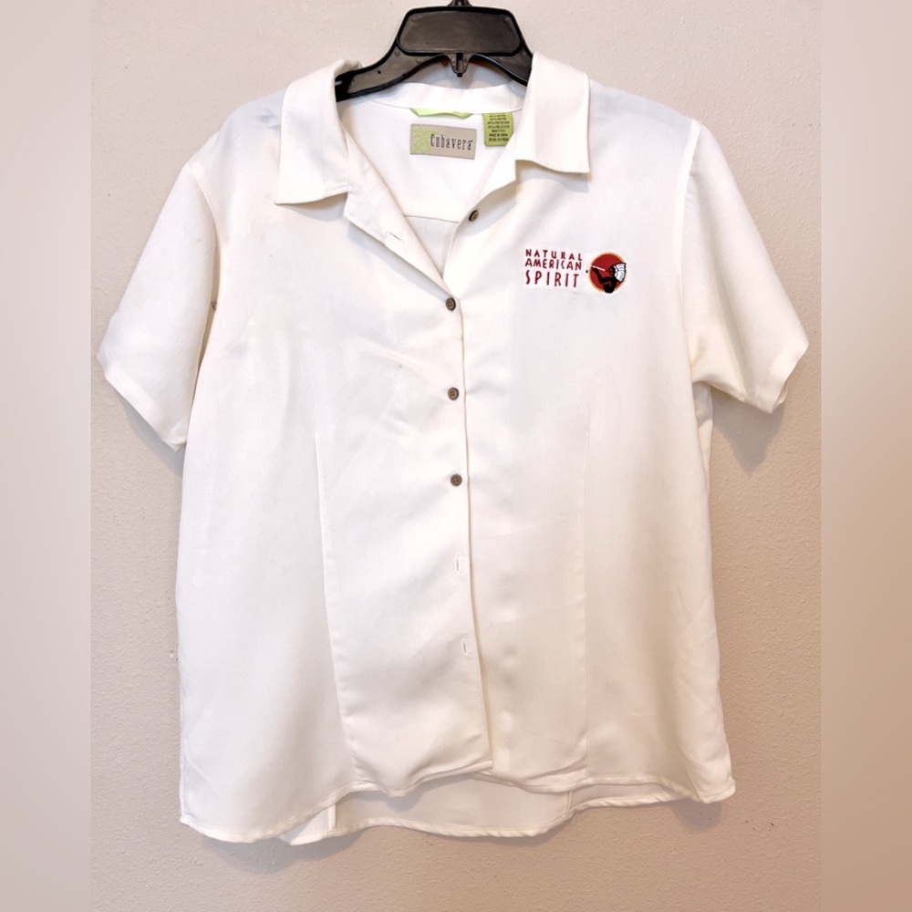Cubavera Cream Blouse Lightweight Short-Sleeved